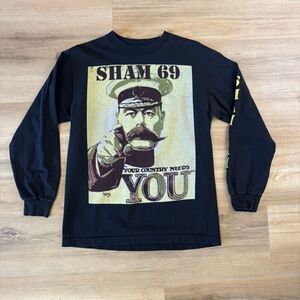 Vintage Sham 69 Your Country Needs You Long Sleeve Black Shirt Size M UK Punk